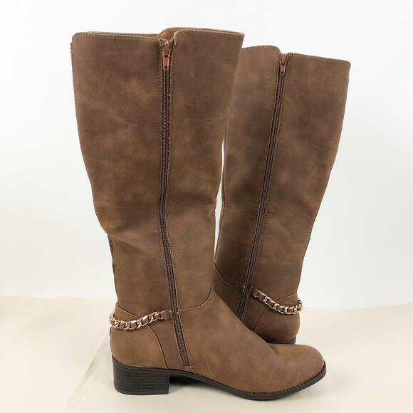 Nautica Womens Rebeka Riding Boots Size 10 Brown Knee High Faux Leather NWOB - Picture 2 of 11